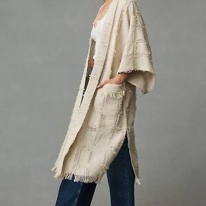 Pilcro Cream Textured Kimono Jacket